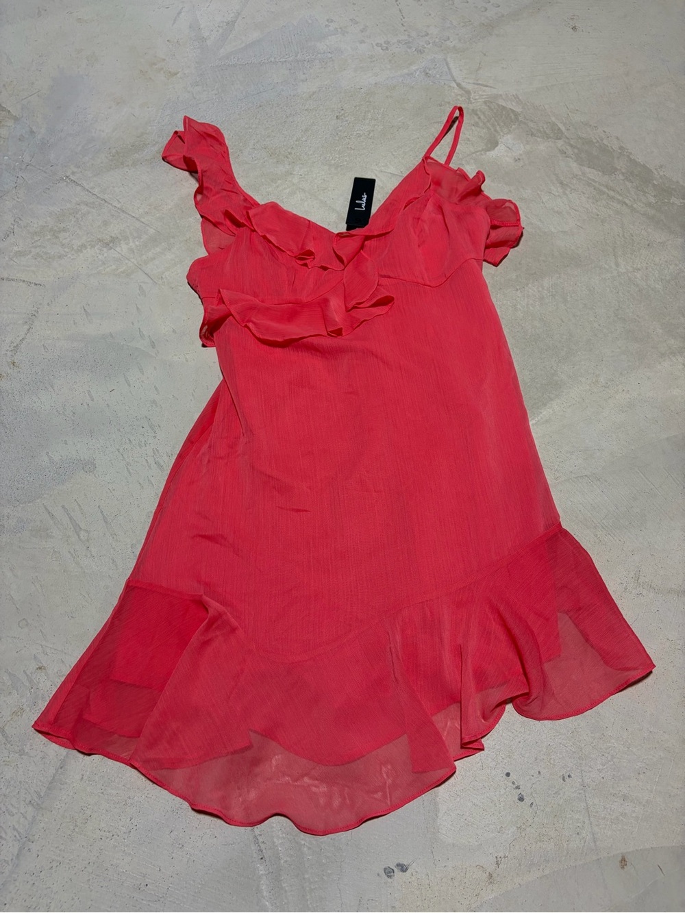 Lulus NWT Ruffled coral mini Dress medium